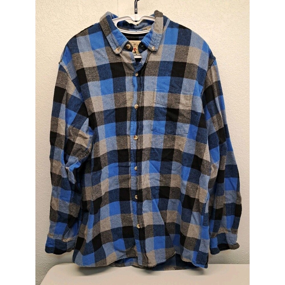 Red Head Men's L Long Sleeve Plaid Buttoned 100% Cotton Flannel Shirt